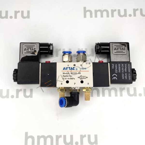 Пневмораспределитель 4V220-08/220 (в комлекте с коннекторами 2 шт) Техно-Сиб - Купить с доставкой по всей России 2