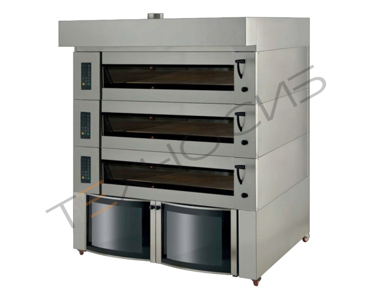 Подовая печь Stone 300 под 1200*900 мм (3 яруса) + расстойка 24 листа 600*400 + подставка электро Техно-Сиб - Купить с доставкой по всей России 