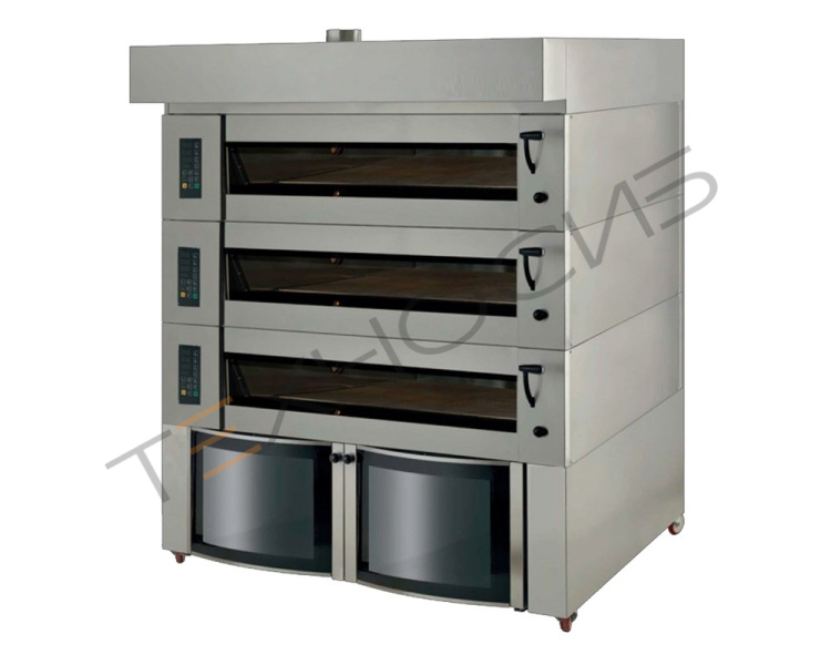 Подовая печь Stone 300 под 1200*900 мм (3 яруса) + расстойка 24 листа 600*400 + подставка электро Техно-Сиб - Купить с доставкой по всей России