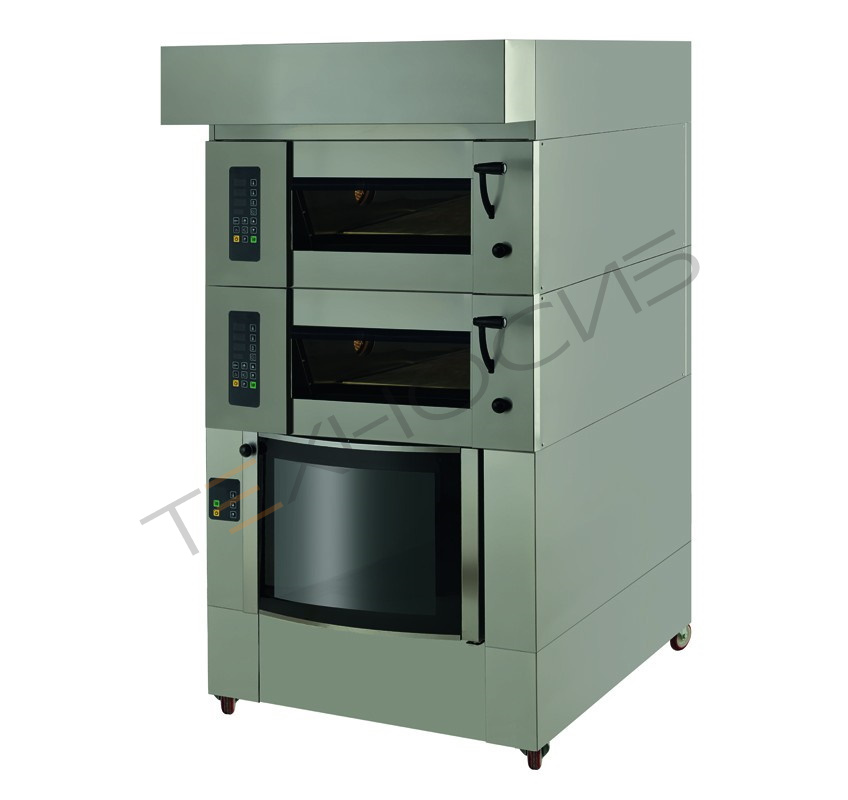 Мини-подовая печь Stone mini 200 под 600*900 мм (2 яруса) + расстойка 12 листов 600*400 + подставка Техно-Сиб - Купить с доставкой по всей России